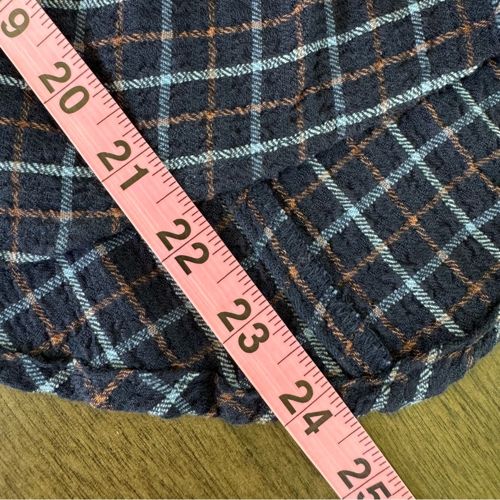 Anthropologie Pilcro Keaton Plaid Ruched Long Sleeve Collared Blouse Blue Sz S - Picture 14 of 15